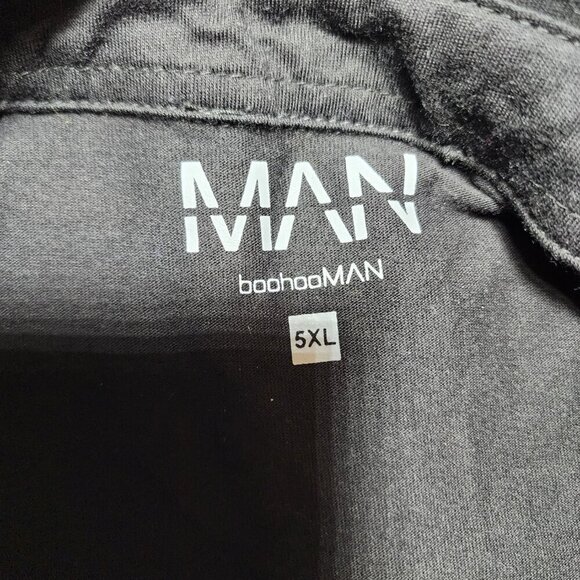 MAN BoohooMan Shirt 5XL Black Button Up Down Cotton Blend Preppy Lightweight - Picture 4 of 7